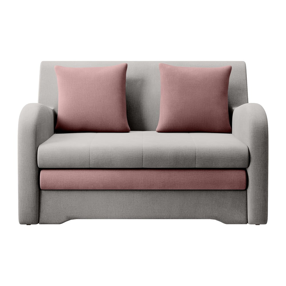 Rózsaszín-világosszürke bársony kinyitható kanapé 130 cm Ario – ELTAP