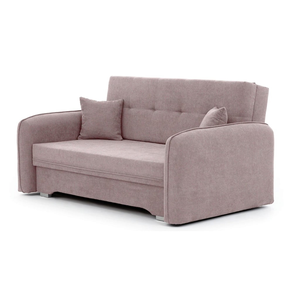 Rózsaszín zsenília kinyitható-tárolóhelyes kanapé 155 cm Laine – ELTAP