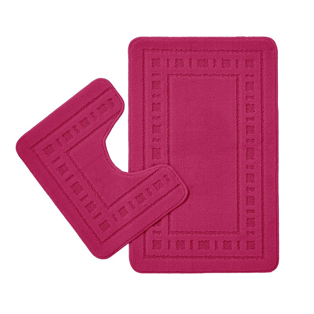 Sötét rózsaszín fürdőszobai kilépő szett WC-hez