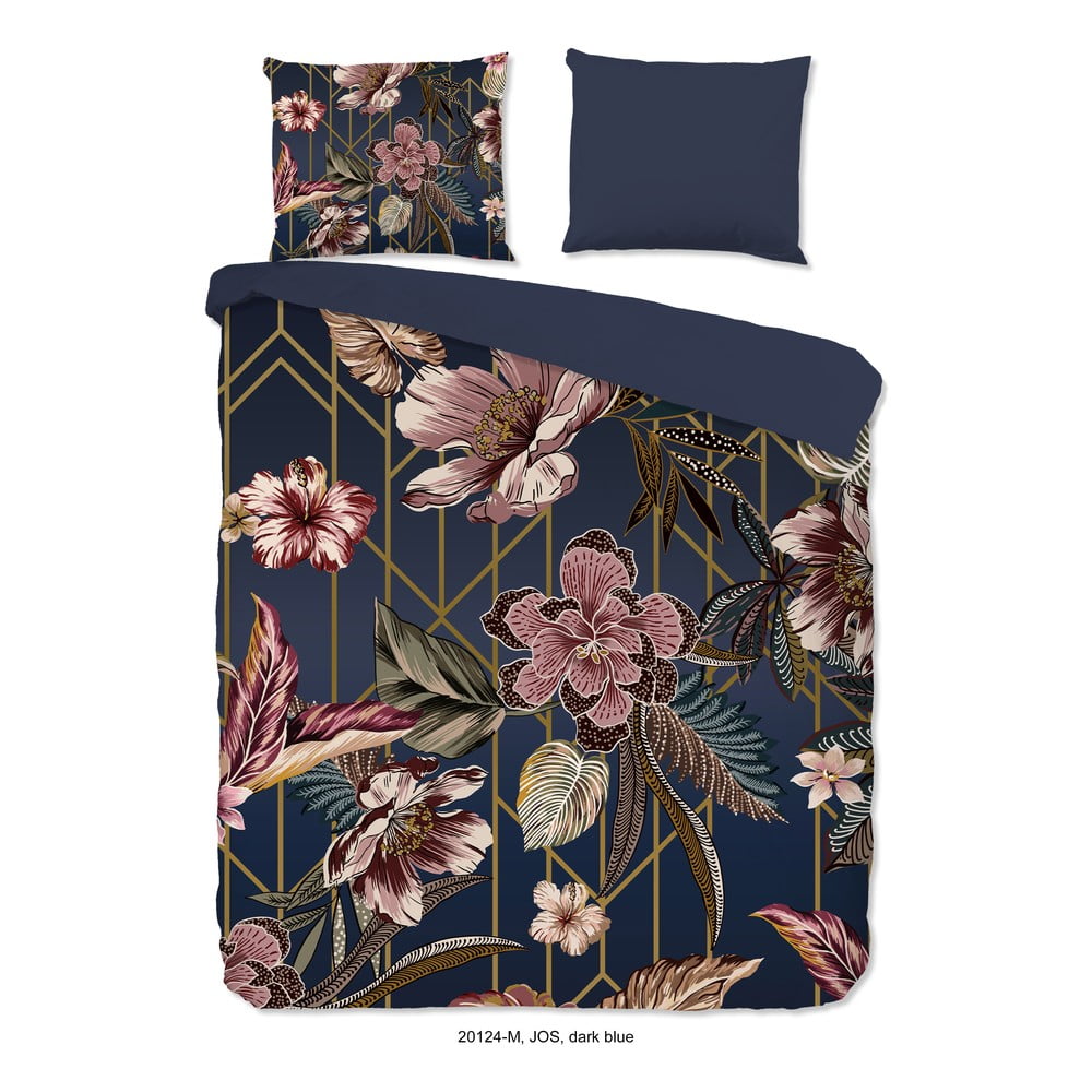 Sötétkék kétszemélyes-hosszabbított mikroszálas ágyneműhuzat 200x220 cm Jos – Good Morning