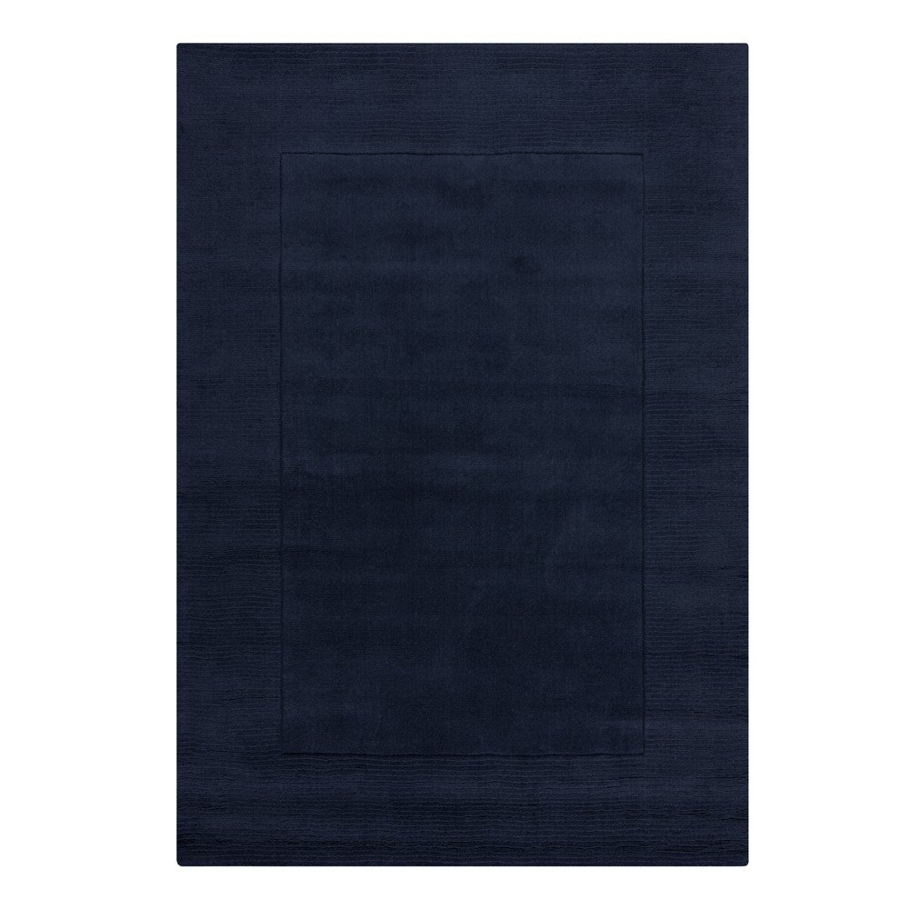 Sötétkék kézi szövésű gyapjú szőnyeg 200x290 cm Textured Wool Border – Flair Rugs