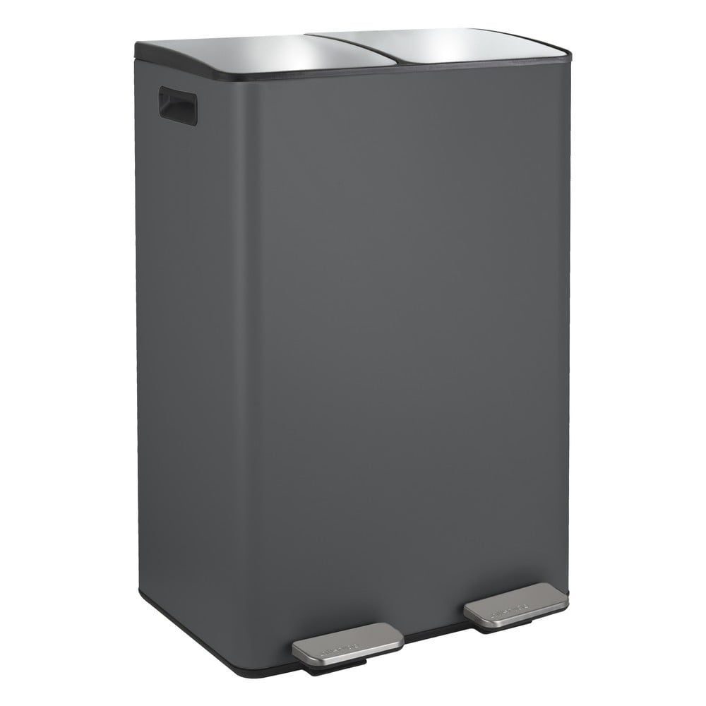 Sötétszürke acél szelektív pedálos szemetes 2x30 l   Aliya – Spirella