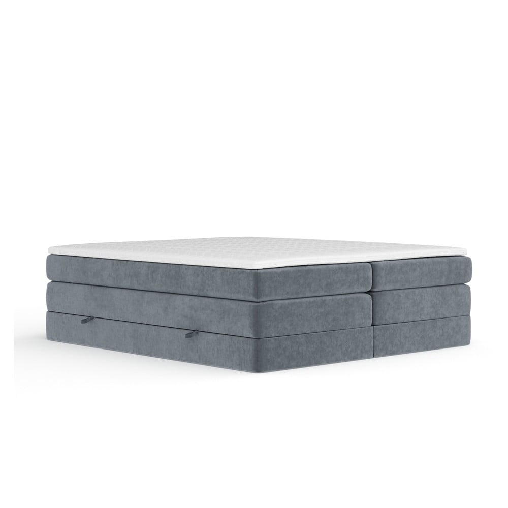 Sötétszürke ágyneműtartós boxspring ágy ágytámla nélkül 200x200 cm Juniper – Maison de Rêve