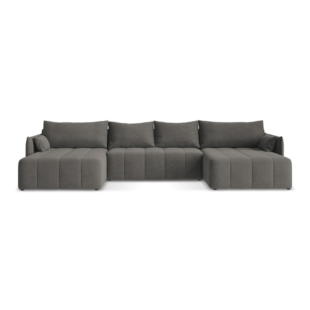 Sötétszürke kinyitható-tárolóhelyes (U alakú) sarokkanapé Moku – Makamii