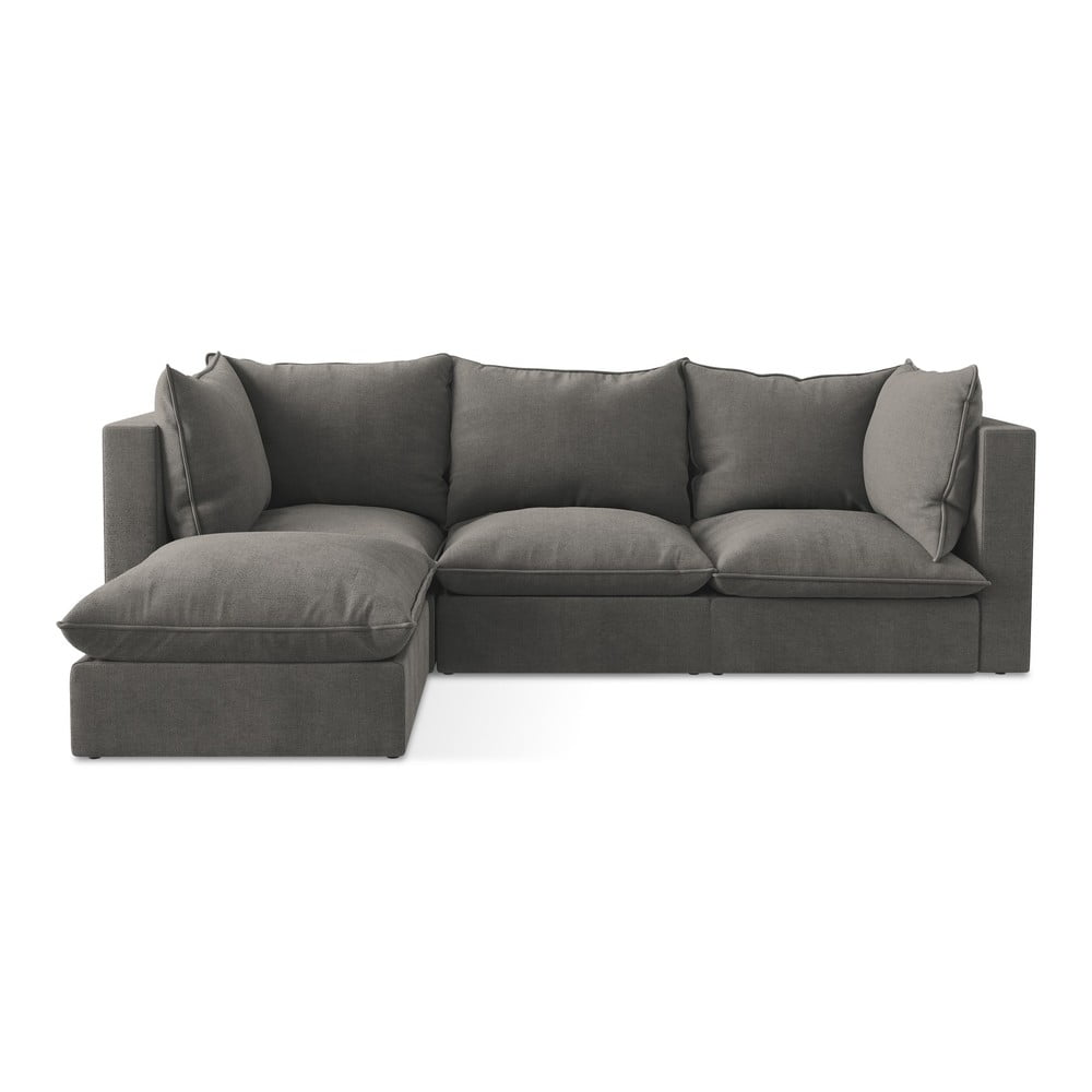 Sötétszürke sarokkanapé (bal oldali-heverő résszel) Manao – Makamii