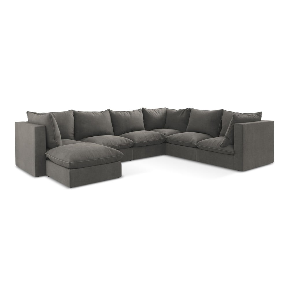 Sötétszürke sarokkanapé (jobb oldali-U alakú) Manao – Makamii