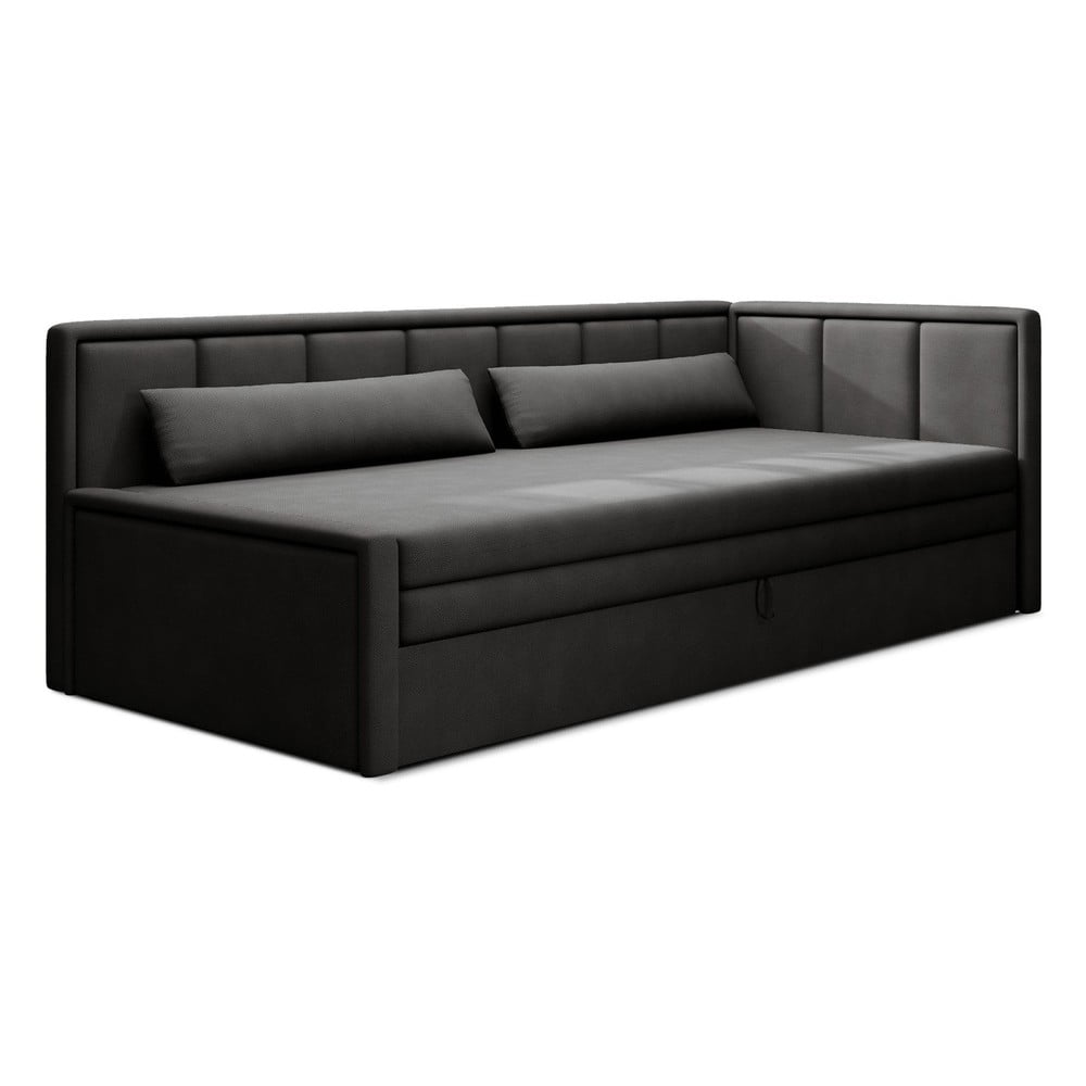 Sötétszürke zsenília kinyitható-tárolóhelyes kanapé 214 cm Fulgeo – ELTAP