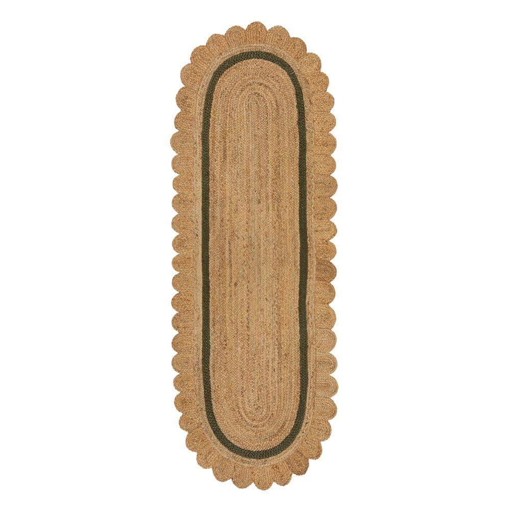Sötétzöld-natúr színű kézi szövésű juta futószőnyeg 80x230 cm Grace Green – Flair Rugs