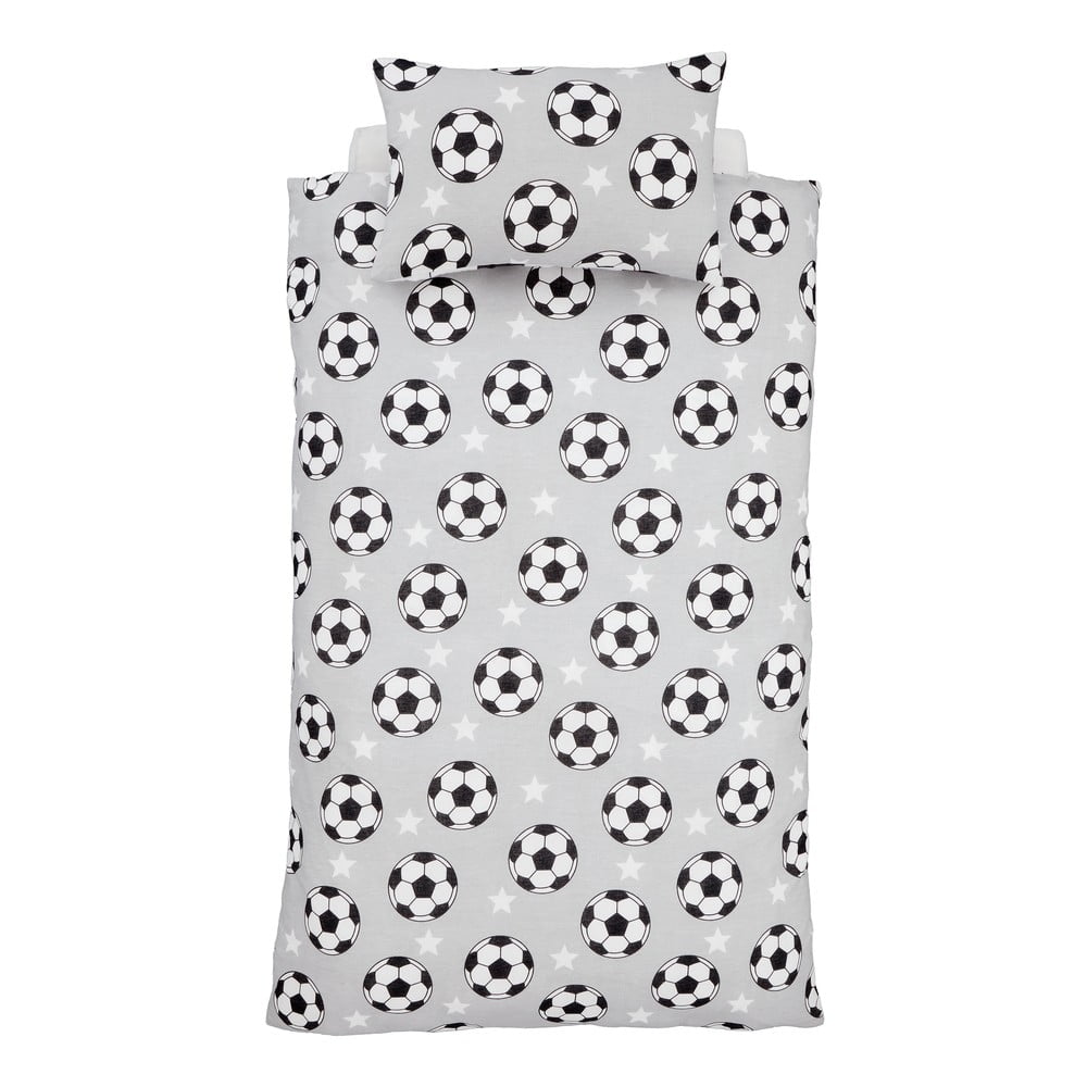 Szürke kétszemélyes flanel gyerek ágyneműhuzat 200x200 cm Football Stars – Catherine Lansfield