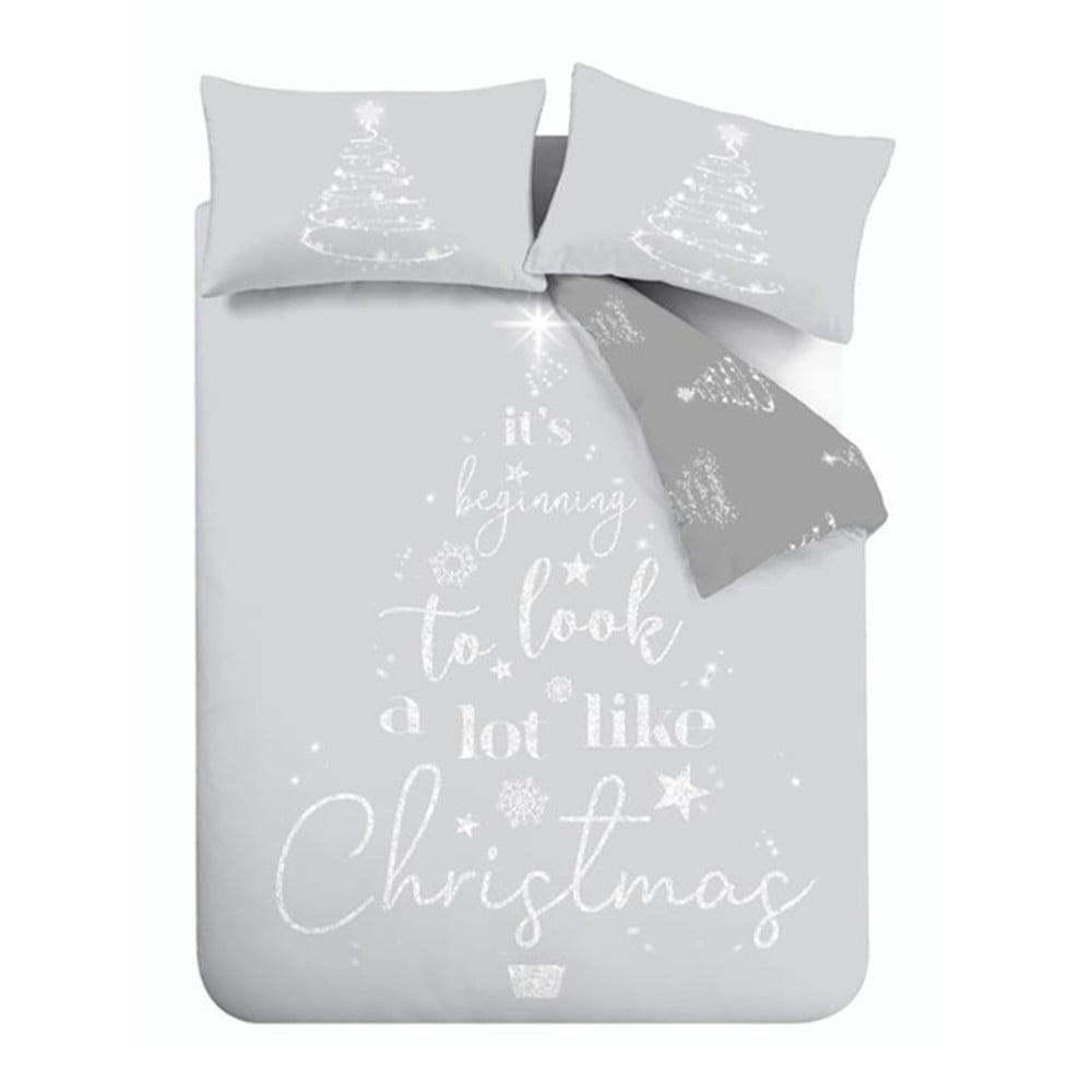 Szürke kétszemélyes-hosszabbított ágyneműhuzat 230x220 cm A Lot Like Christmas – Catherine Lansfield
