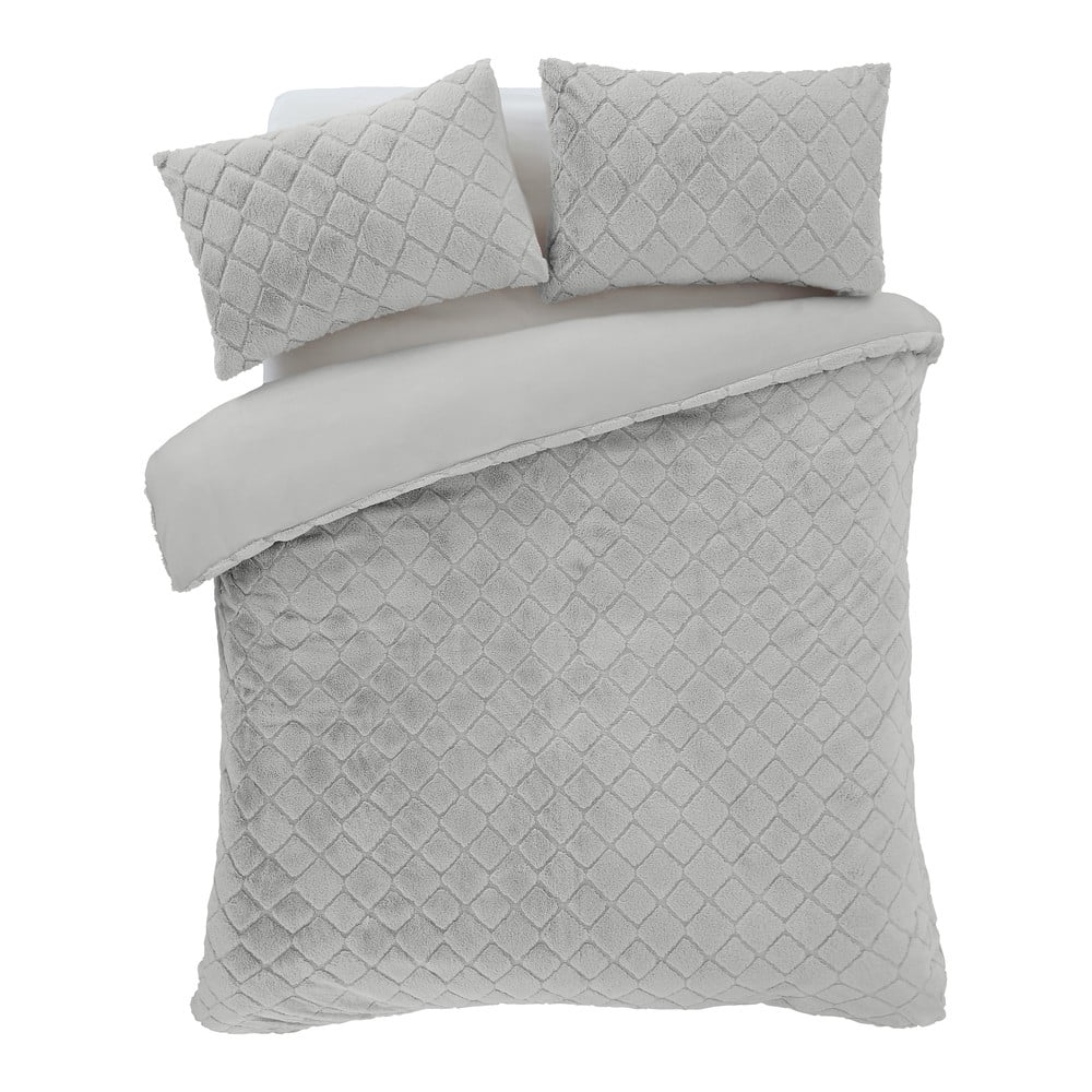 Szürke kétszemélyes-hosszabbított mikroplüss ágyneműhuzat 230x220 cm Cosy Diamond – Catherine Lansfield