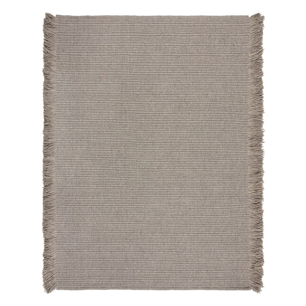 Szürke kézi szövésű gyapjúkeverék szőnyeg 120x170 cm Rene Fringed Ribbed – Flair Rugs