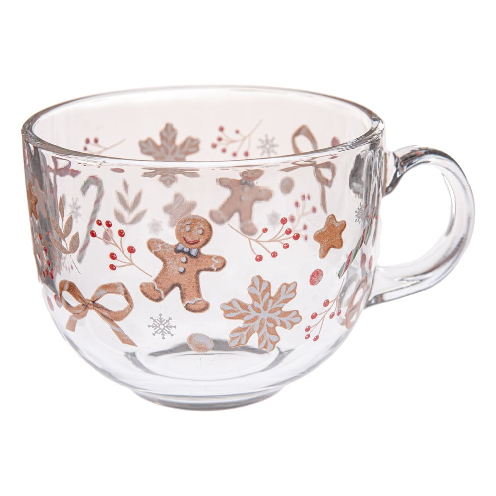 Üveg bögre karácsonyi mintával 500 ml Gingerbread – Dakls