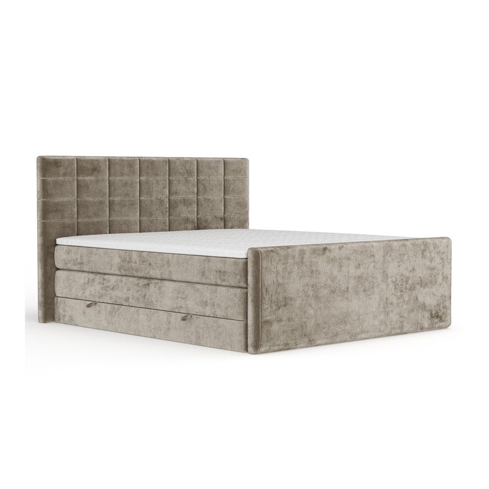 Világosbarna ágyneműtartós boxspring ágy 180x200 cm Ava – Maison de Rêve