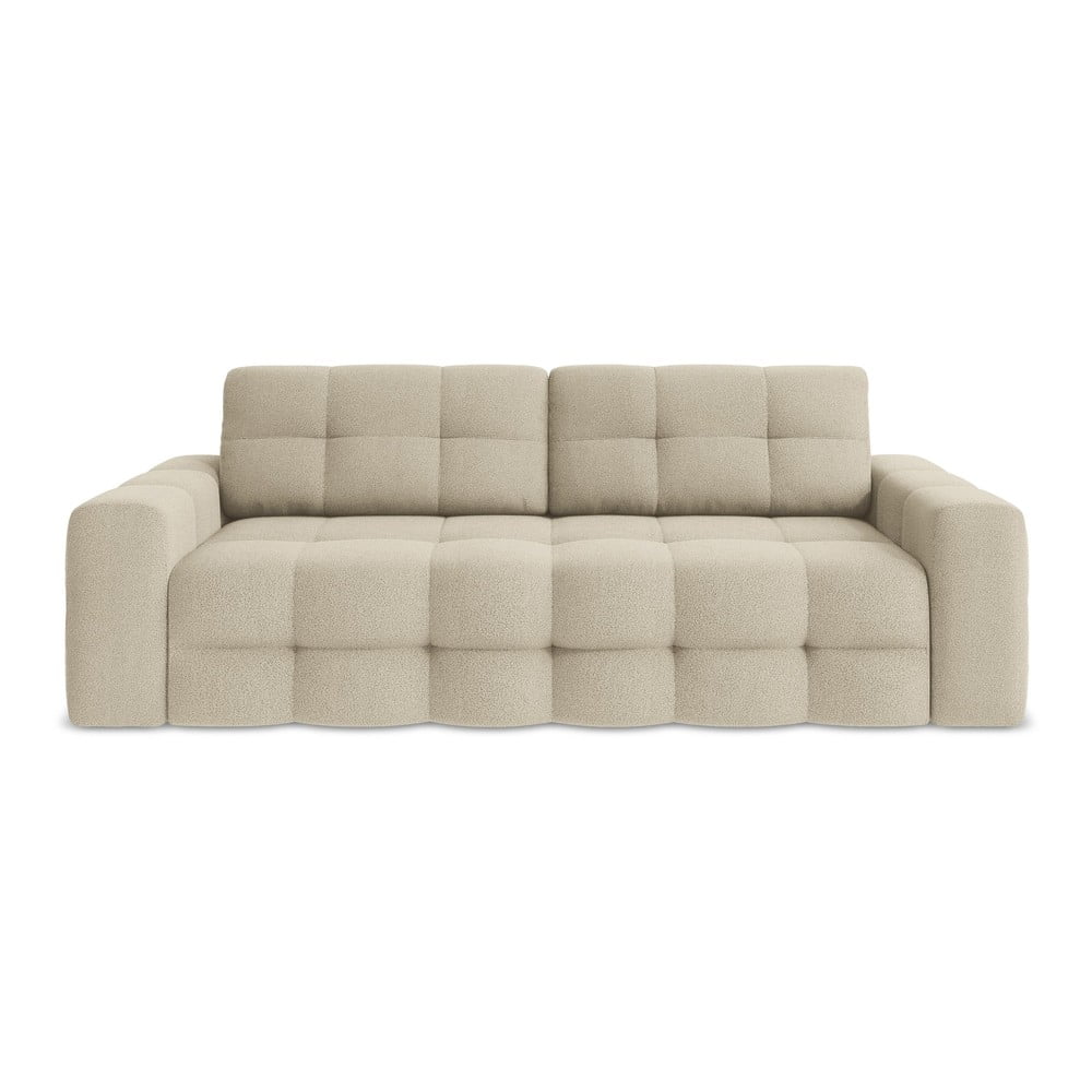 Világosbarna buklé kinyitható kanapé 255 cm Milu – Makamii