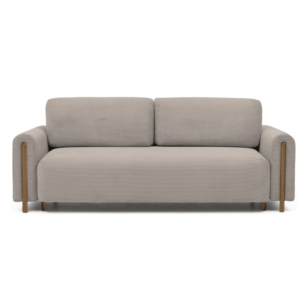 Világosbarna kordbársony kinyitható-tárolóhelyes kanapé 244 cm Arcadova – ELTAP