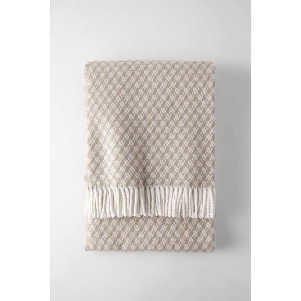 Világosbarna pamutkeverék takaró 140x180 cm Nilo – Euromant