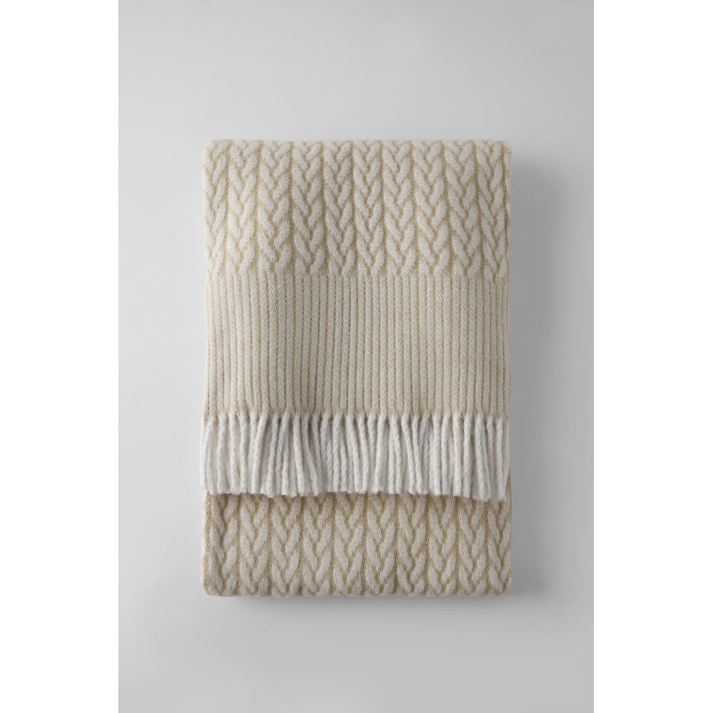 Világosbarna pamutkeverék takaró 140x180 cm Olympus – Euromant