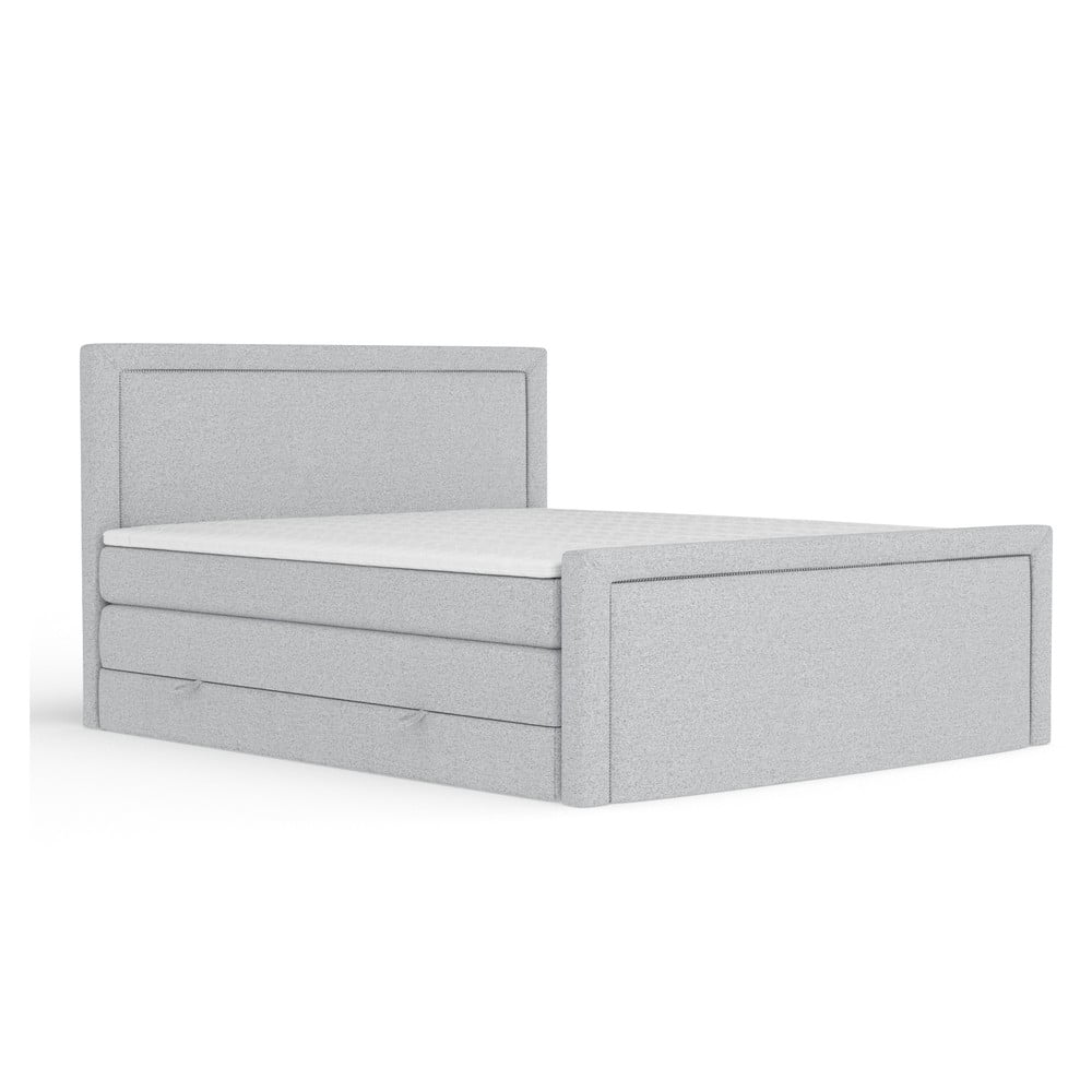 Világosszürke ágyneműtartós boxspring ágy 180x200 cm Lavenda – Maison de Rêve