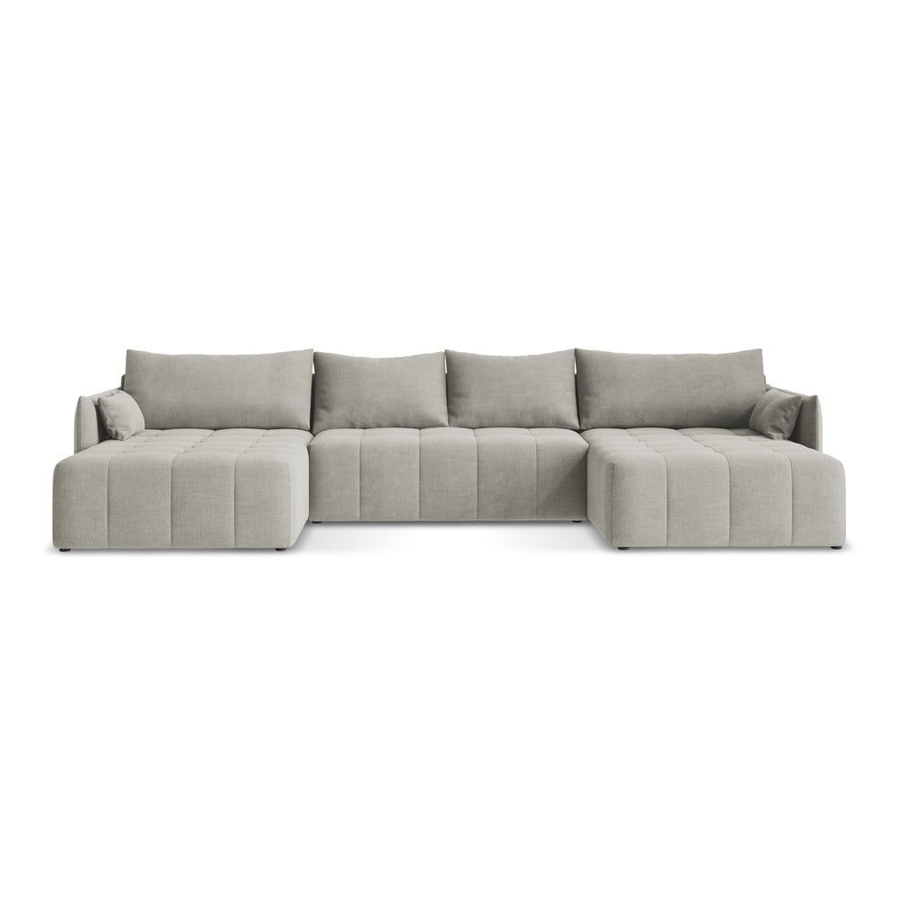 Világosszürke kinyitható-tárolóhelyes (U alakú) sarokkanapé Moku – Makamii