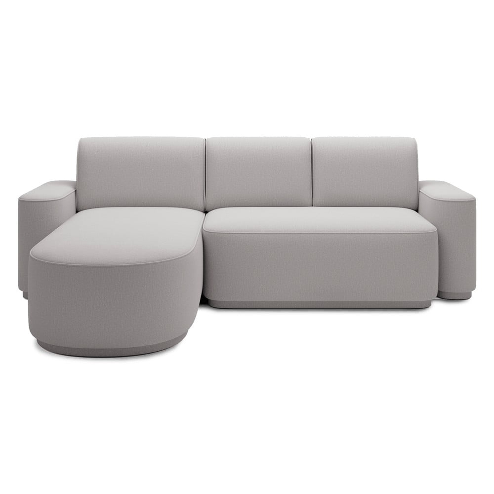 Világosszürke zsenília kinyitható-tárolóhelyes sarokkanapé (bal oldali-heverő résszel) Aurumm – ELTAP