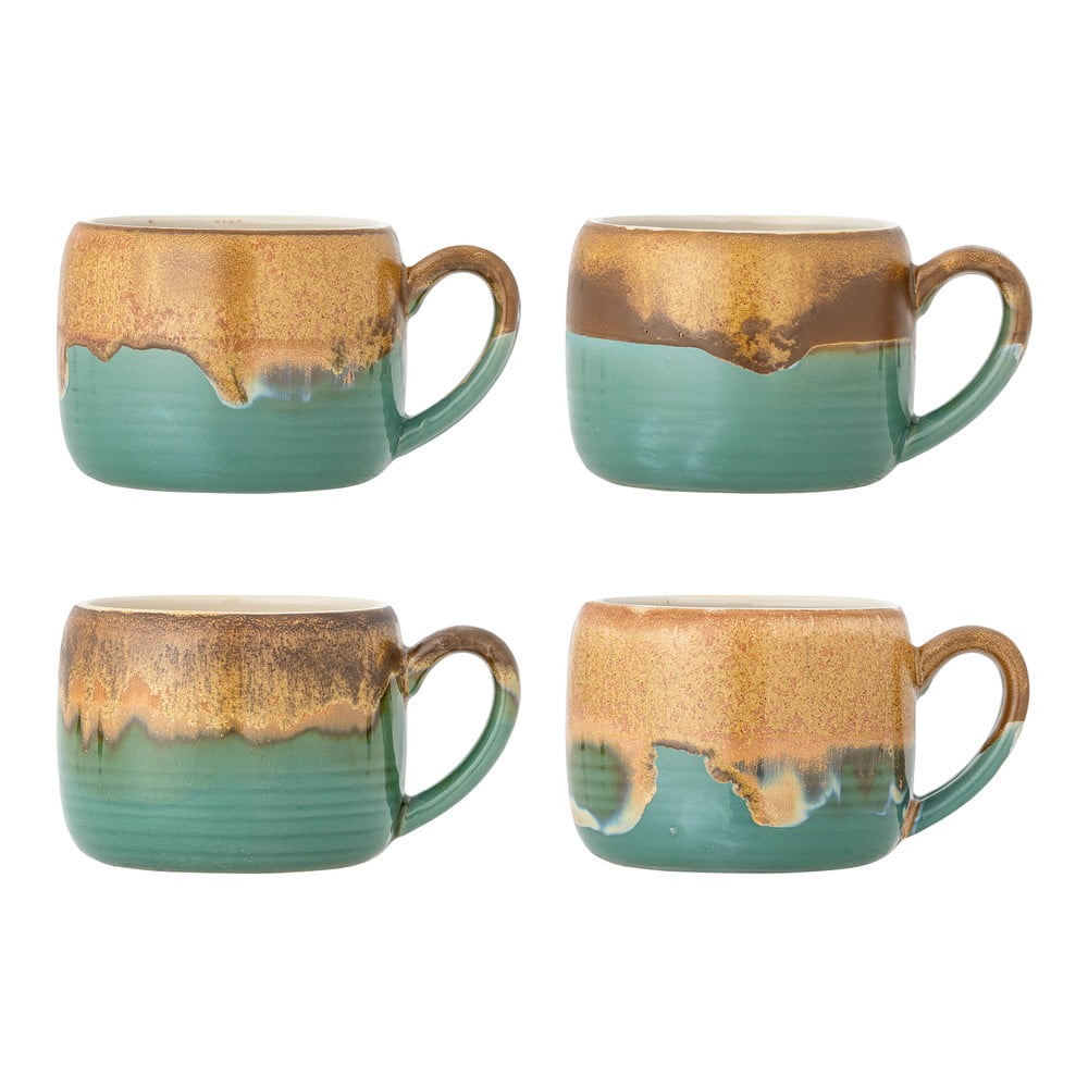 Zöld-barna kőedény bögre szett 4 db-os 400 ml Sheen – Bloomingville