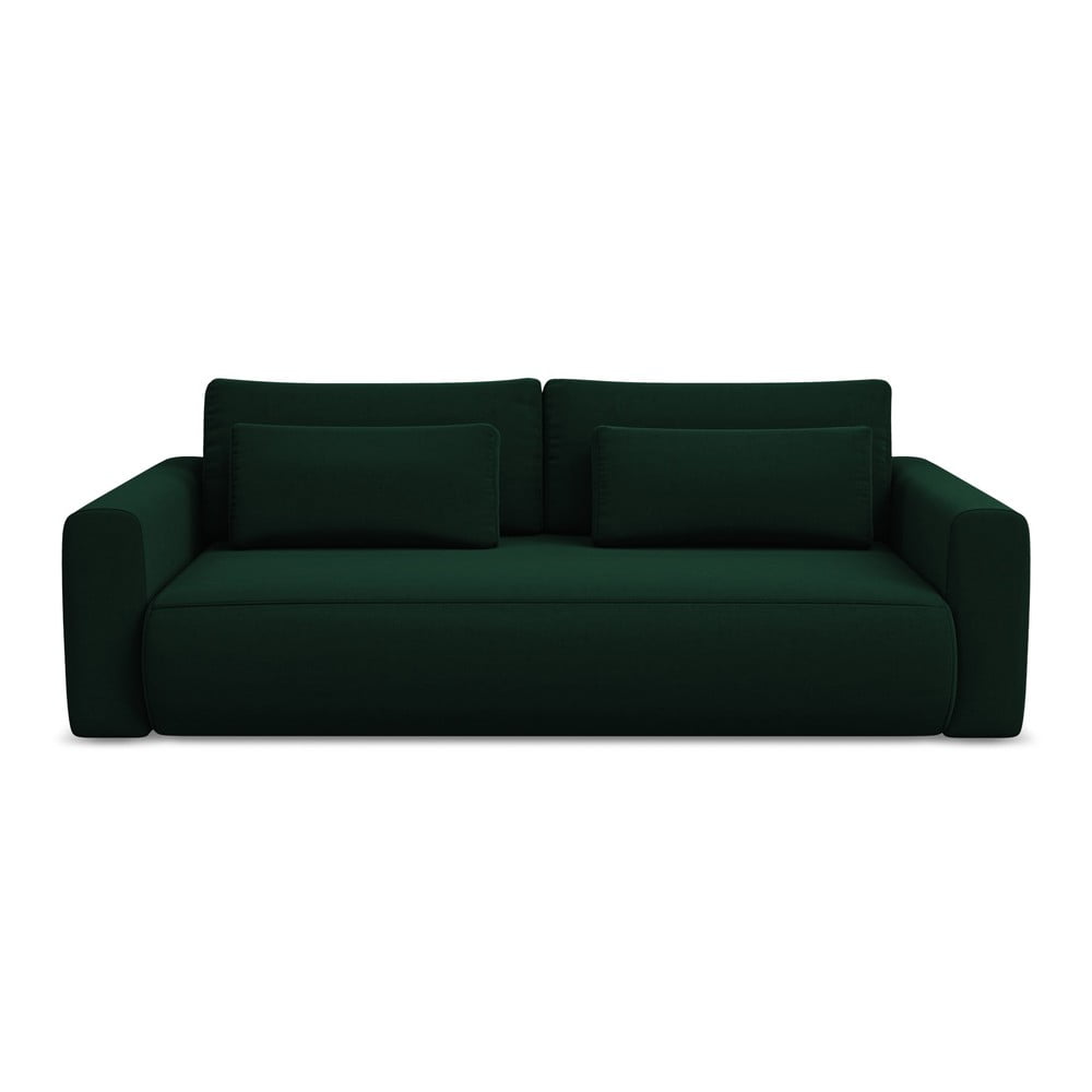 Zöld bársony kinyitható-tárolóhelyes kanapé 238 cm Kapua – Makamii