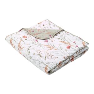 Zöld-bézs pamut steppelt ágytakaró 200x220 cm Grasmere Floral – Catherine Lansfield