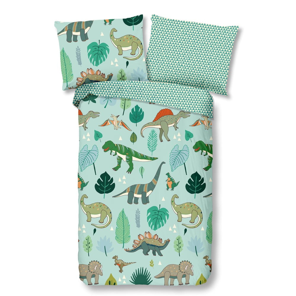 Zöld egyszemélyes pamut gyerek ágyneműhuzat 140x200 cm Dinono – Good Morning