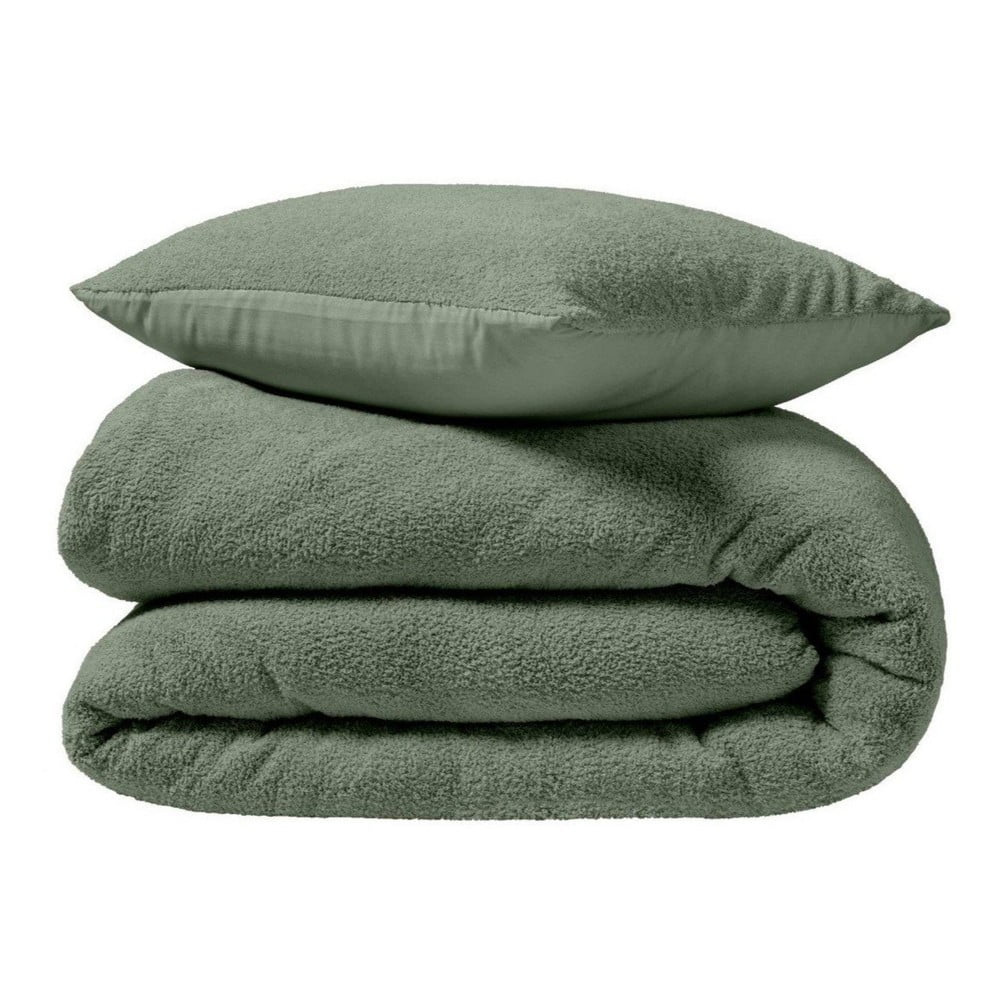 Zöld kétszemélyes-hosszabbított mikroplüss ágyneműhuzat 240x220 cm Helena – douceur d'intérieur