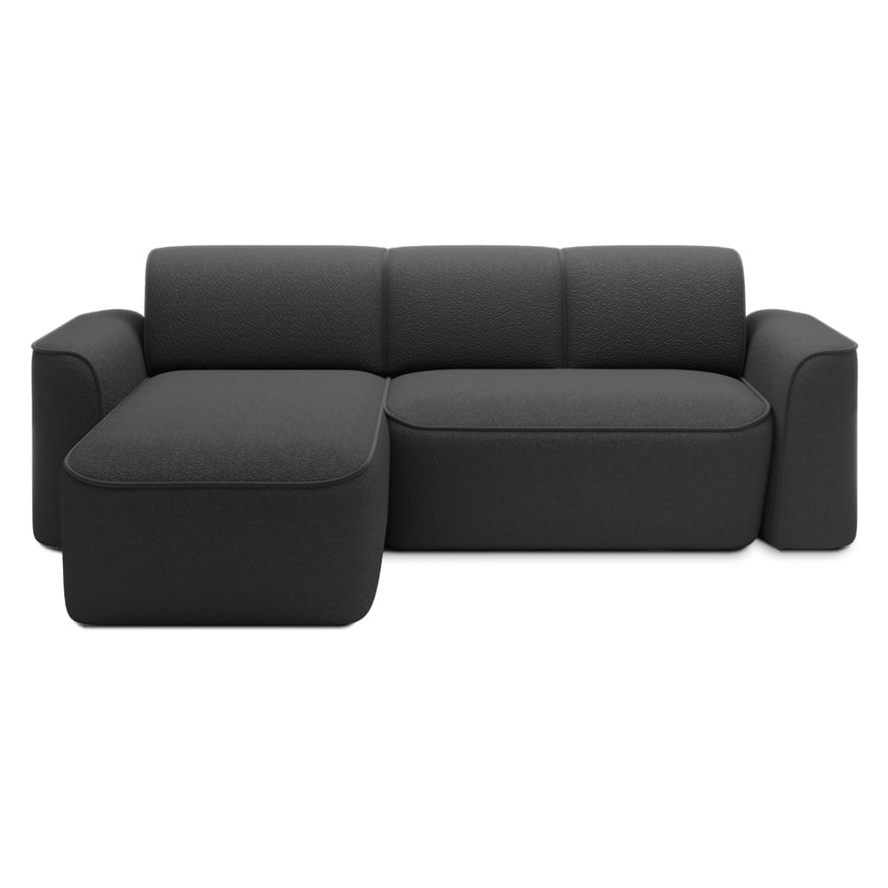 Antracitszürke buklé sarokkanapé (bal oldali-heverő résszel) Ume – ELTAP