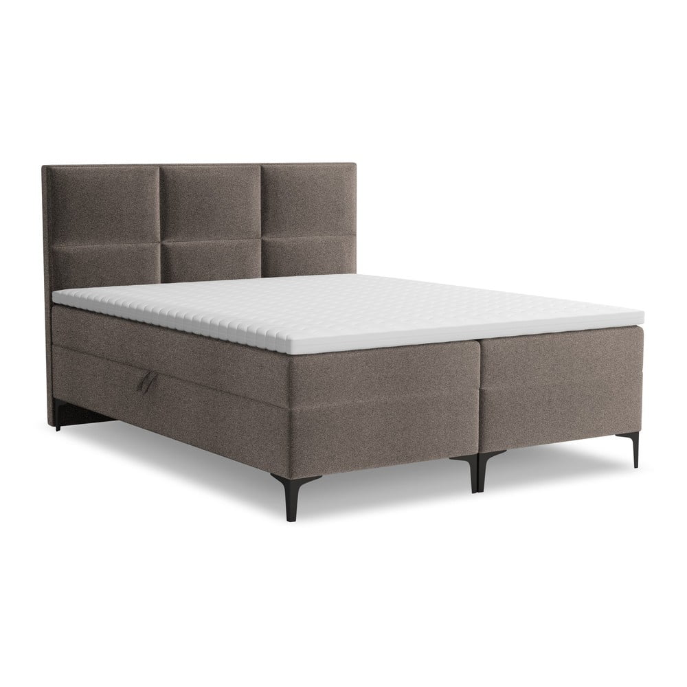 Barna ágyneműtartós boxspring ágy 160x200 cm Pakalana – Makamii