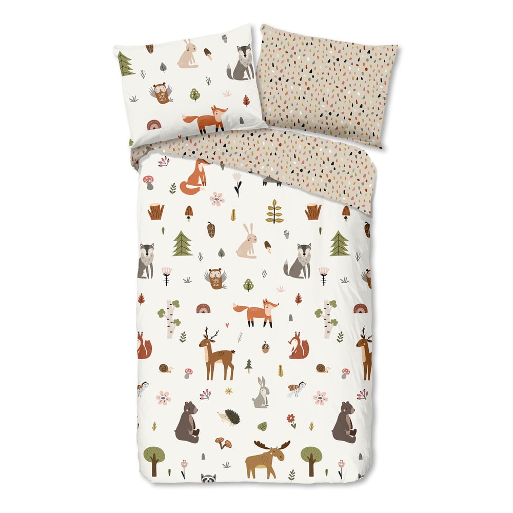 Barna-bézs egyszemélyes pamut gyerek ágyneműhuzat 140x200 cm United – Good Morning