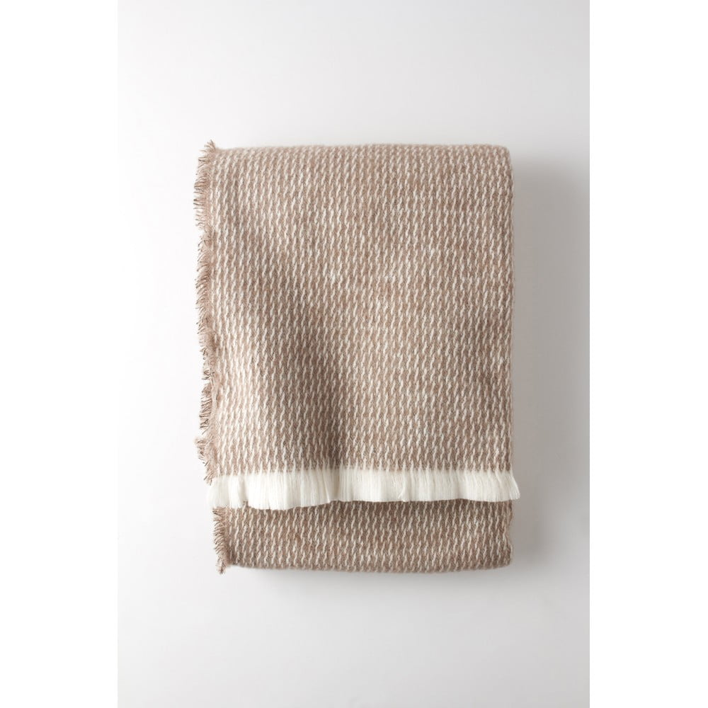 Barna gyapjúkeverék takaró 140x180 cm Curly – Euromant