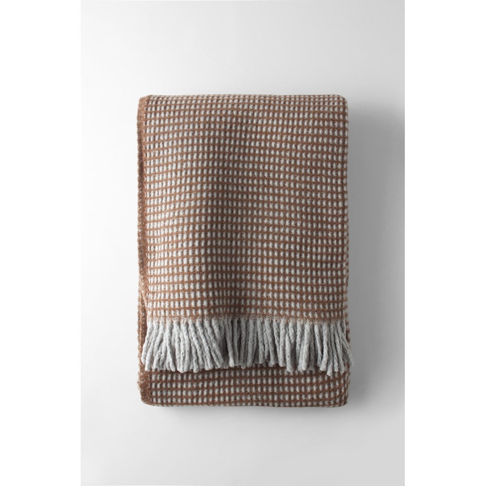 Barna pamutkeverék takaró 140x180 cm Uniwaffle – Euromant