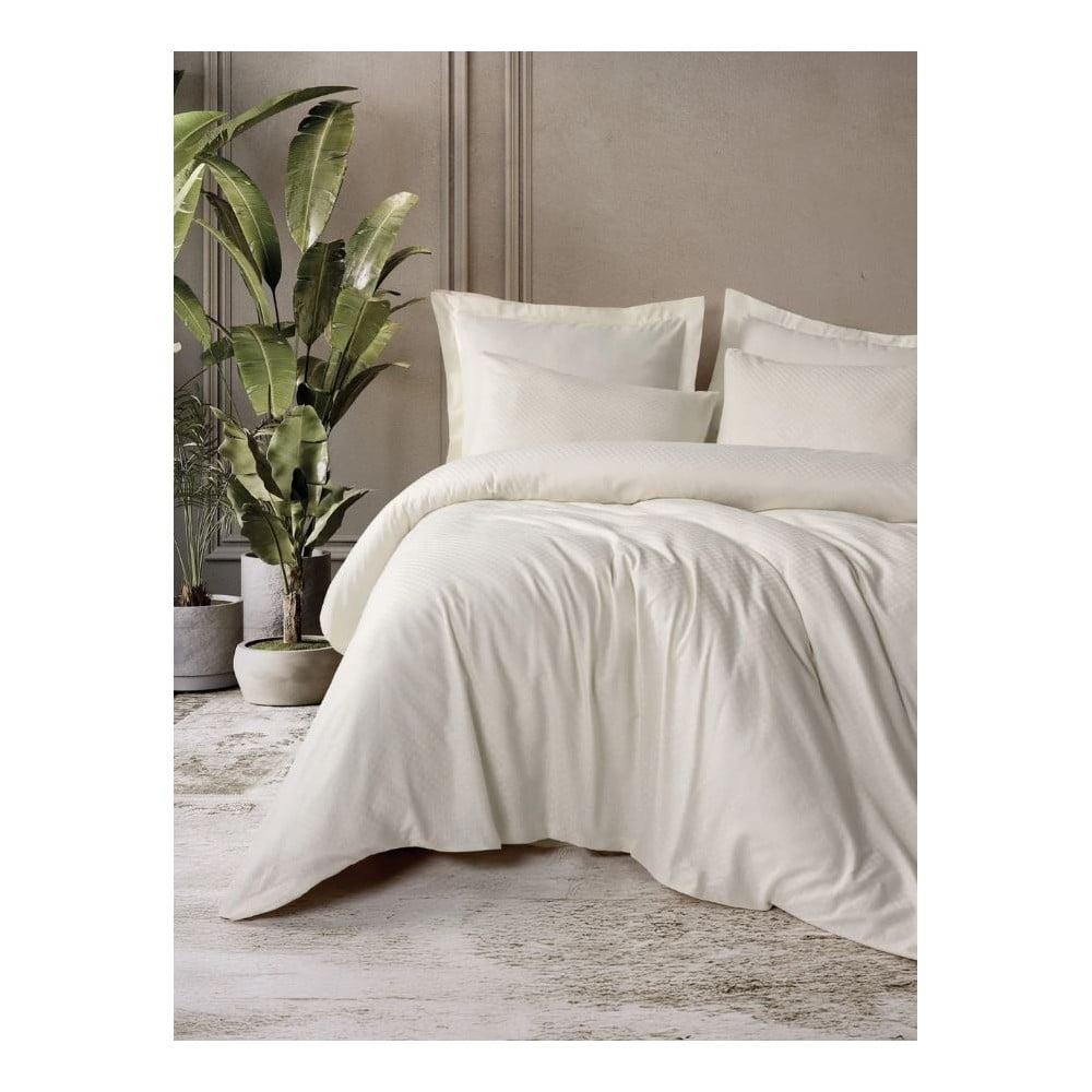 Bézs egyszemélyes renforcé pamut ágyneműhuzat 140x200 cm Checkered – Mila Home Luxury