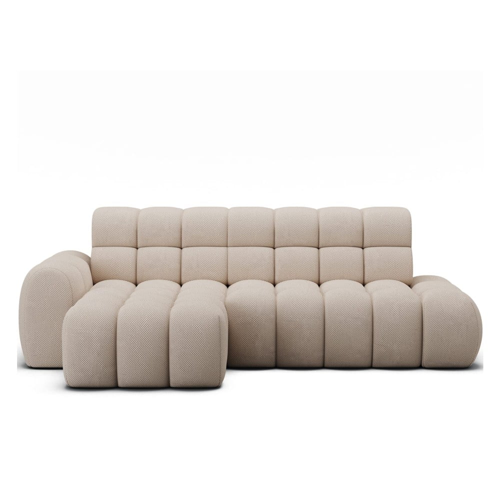 Bézs kinyitható sarokkanapé (bal oldali-heverő résszel) Ceedro – ELTAP