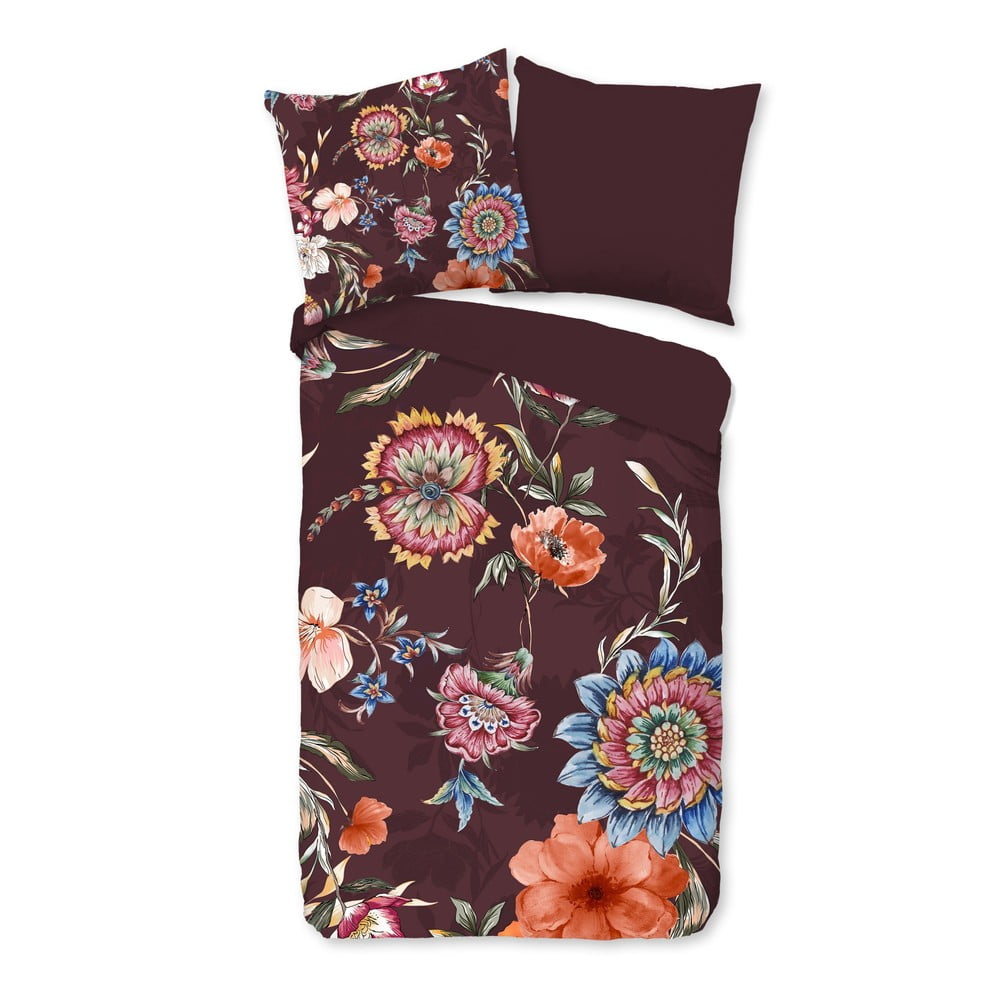 Borvörös egyszemélyes-hosszabbított pamut ágyneműhuzat 140x220 cm Madelief – Good Morning