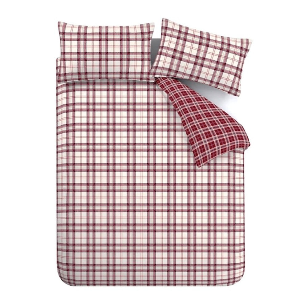 Borvörös kétszemélyes-hosszabbított ágyneműhuzat 230x220 cm Kelso Check – Catherine Lansfield