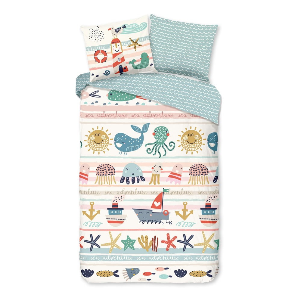 Egyszemélyes-hosszabbított pamut gyerek ágyneműhuzat 140x220 cm Sea – Good Morning