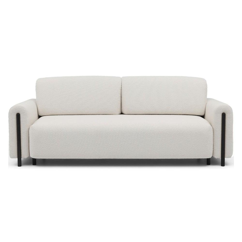 Elefántcsont színű buklé kinyitható-tárolóhelyes kanapé 244 cm Arcadova – ELTAP