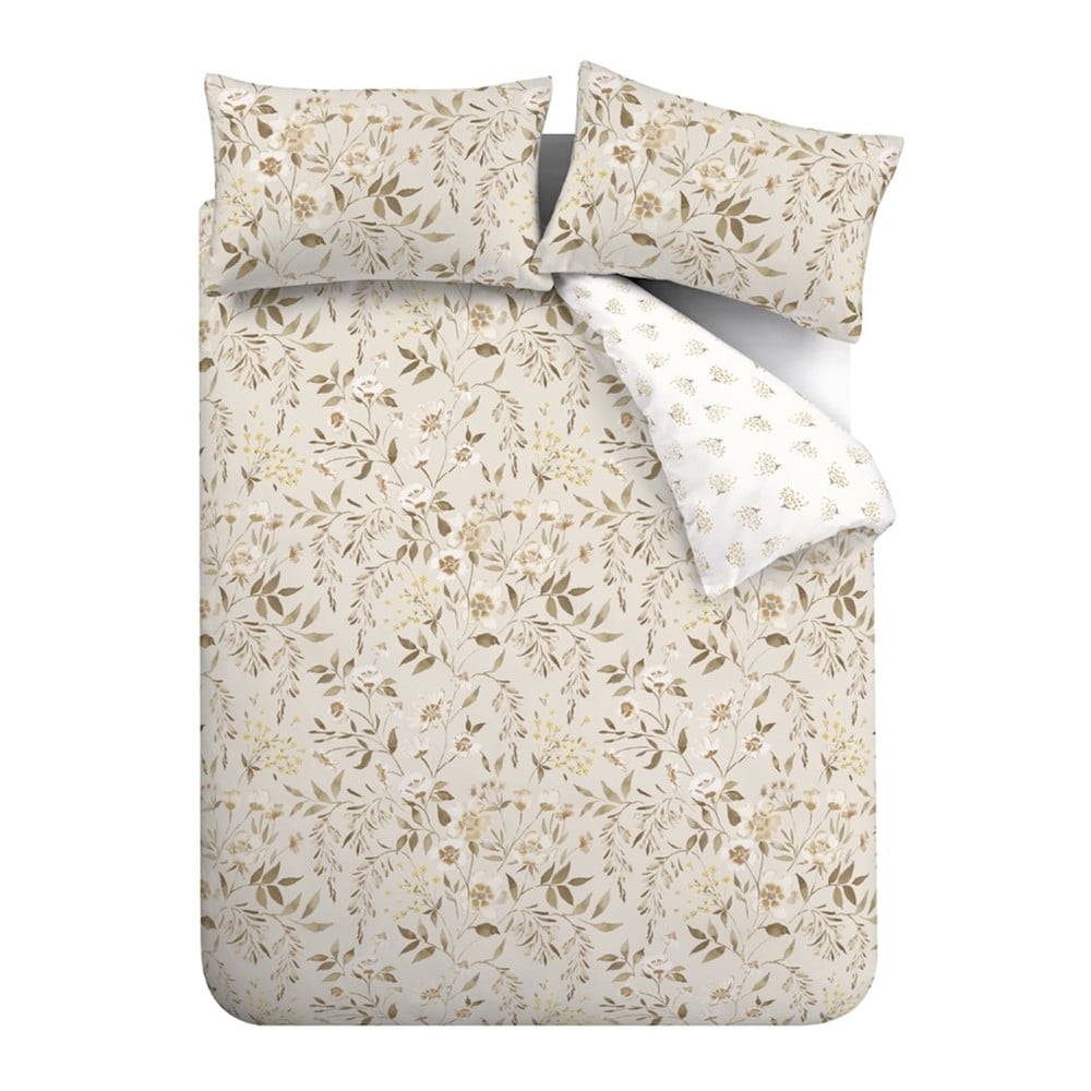Fehér-bézs kétszemélyes-hosszabbított ágyneműhuzat 230x220 cm Isadora Floral – Catherine Lansfield