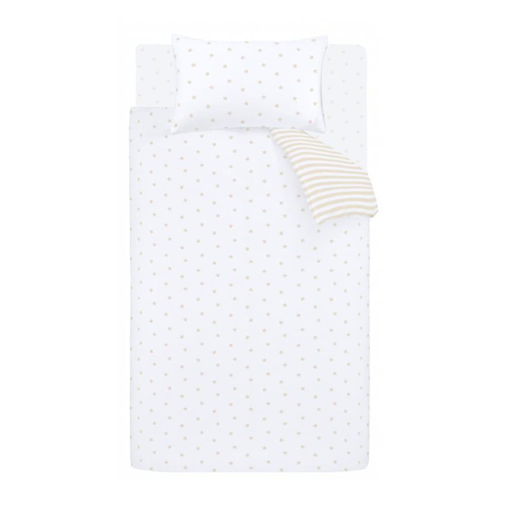Fehér-bézs kétszemélyes pamut gyerek ágyneműhuzat 200x200 cm Mini Star & Stripes – Bianca