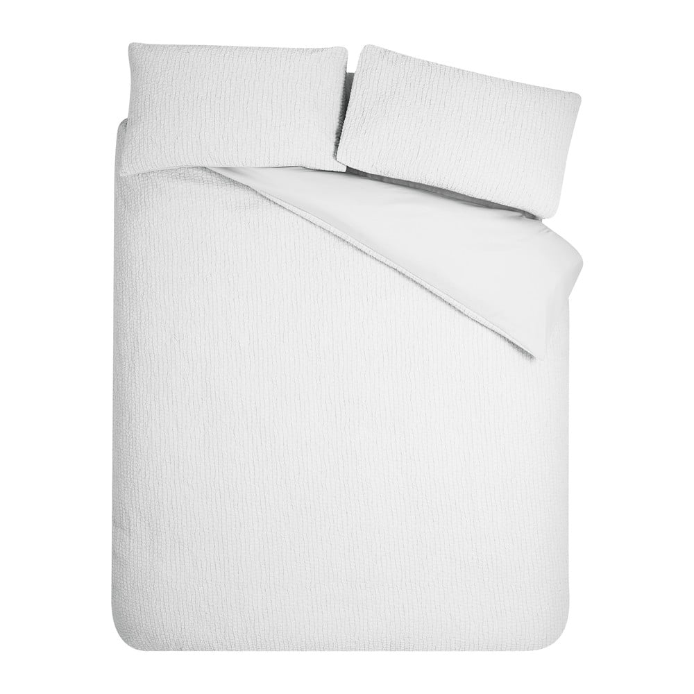 Fehér egyszemélyes krepp ágyneműhuzat 135x200 cm Crinkle Seersucker – Catherine Lansfield