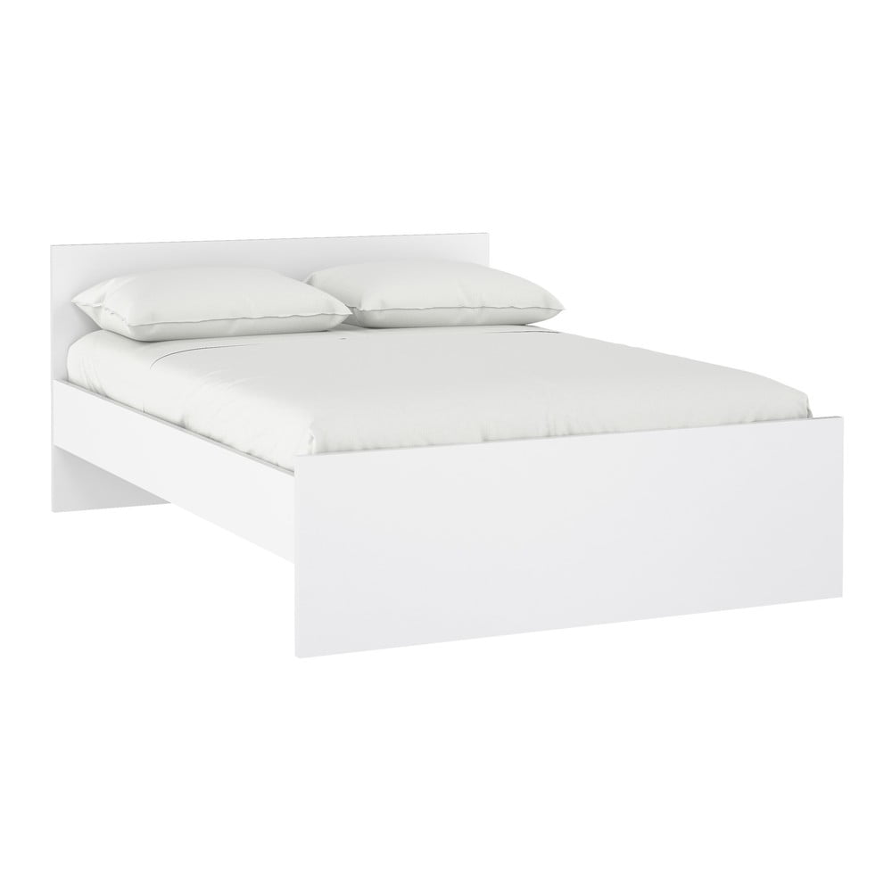 Fehér forgácslemez franciaágy ágyrács nélkül 140x200 cm Naia – Tvilum