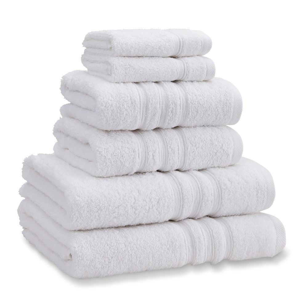 Fehér frottír pamut törölköző és fürdőlepedő készlet 6 db-os Zero Twist – Catherine Lansfield