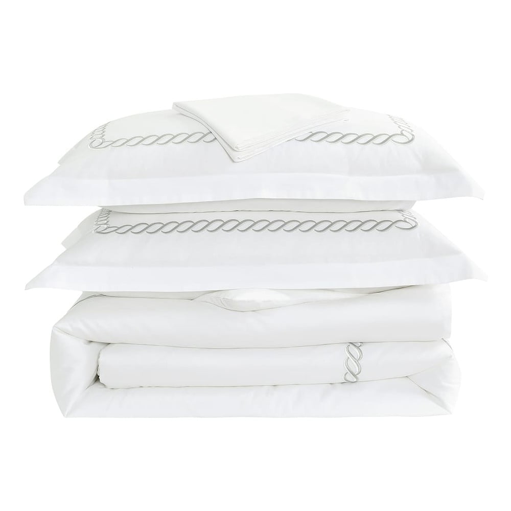 Fehér hatrészes egyszemélyes pamut-szatén ágyneműhuzat lepedővel 140x200 cm Whispered Serenity – Mila Home Luxury