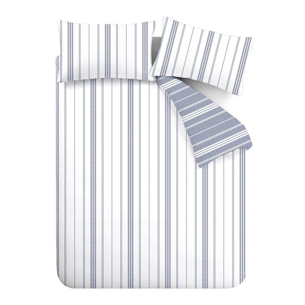 Fehér-kék kétszemélyes-hosszabbított ágyneműhuzat 230x220 cm Harbour Stripe – Catherine Lansfield