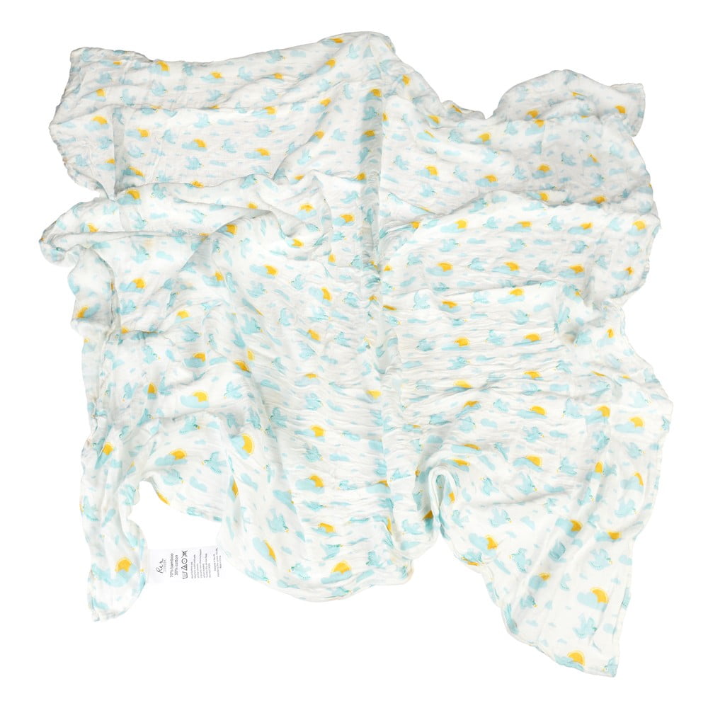 Fehér-kék muszlin pólya / gyerek takaró 120x120 cm Skylark – Rex London