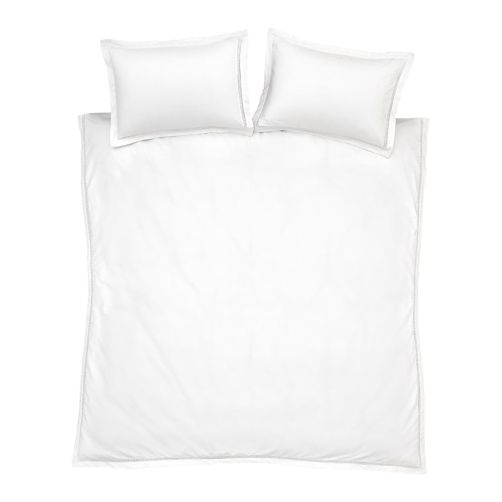 Fehér kétszemélyes-hosszabbított pamut ágyneműhuzat 230x220 cm Oxford Lace Trim – Bianca